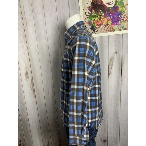 LL Bean Mens Long Sleeve Button Up Flannel Shirt 2 Pockets - Sz Medium Cotton - Picture 9 of 16
